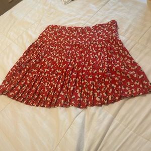 French Connection red pleated skirt